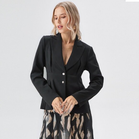TAHARI Blazer Jacket Office Workwear Single Breasted Business Lined Black Classy - Picture 1 of 9